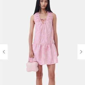 Ganni Pink Textured Mini Dress